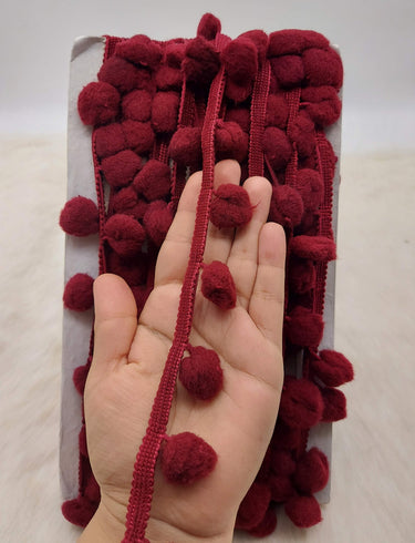 9 yards x Wholesale Red Pom Pom Fringe Trim, Pompom Trimming, Tassels